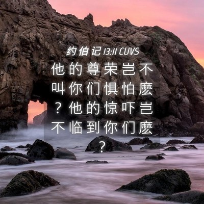 Picture 04 - 约 伯 记 13:11 CUVS - 他 的 尊 荣 岂 不 叫 你 们 惧 怕 麽 - Bible Verse Picture
