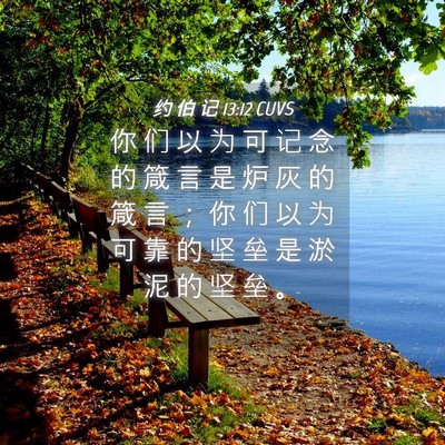 Picture 04 - 约 伯 记 13:12 CUVS - 你 们 以 为 可 记 念 的 箴 言 是 炉 - Bible Verse Picture