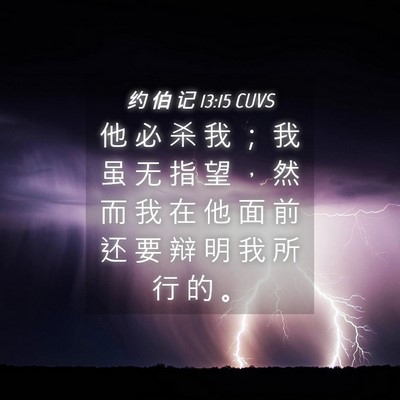Picture 04 - 约 伯 记 13:15 CUVS - 他 必 杀 我 ； 我 虽 无 指 望 ， 然 - Bible Verse Picture