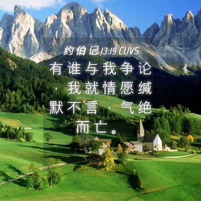 Picture 04 - 约 伯 记 13:19 CUVS - 有 谁 与 我 争 论 ， 我 就 情 愿 缄 - Bible Verse Picture