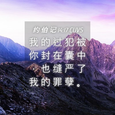 Picture 04 - 约 伯 记 14:17 CUVS - 我 的 过 犯 被 你 封 在 囊 中 ， 也 - Bible Verse Picture