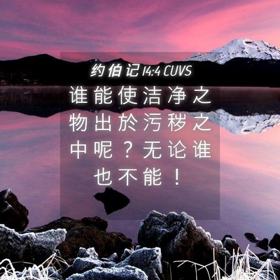 Picture 04 - 约 伯 记 14:4 CUVS - 谁 能 使 洁 净 之 物 出 於 污 秽 之 - Bible Verse Picture