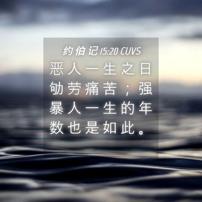 Picture 04 - 约 伯 记 15:20 CUVS - 恶 人 一 生 之 日 劬 劳 痛 苦 ； 强 - Bible Verse Picture