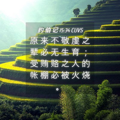 Picture 04 - 约 伯 记 15:34 CUVS - 原 来 不 敬 虔 之 辈 必 无 生 育 ； - Bible Verse Picture