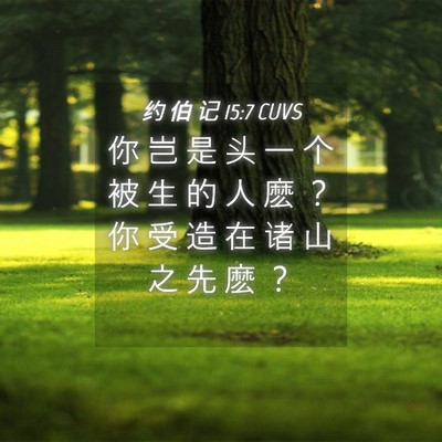Picture 04 - 约 伯 记 15:7 CUVS - 你 岂 是 头 一 个 被 生 的 人 麽 ？ - Bible Verse Picture