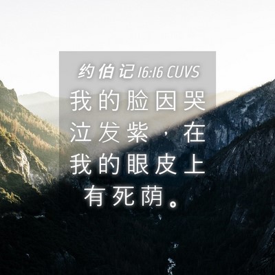 Picture 04 - 约 伯 记 16:16 CUVS - 我 的 脸 因 哭 泣 发 紫 ， 在 我 的 - Bible Verse Picture