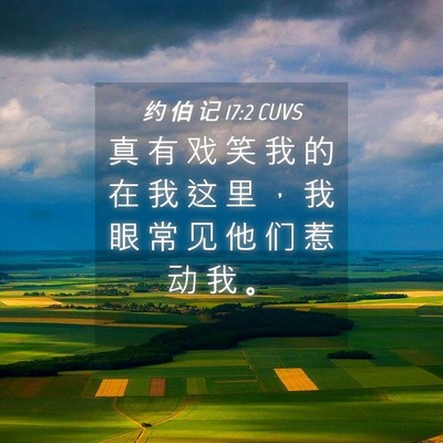 Picture 04 - 约 伯 记 17:2 CUVS - 真 有 戏 笑 我 的 在 我 这 里 ， 我 - Bible Verse Picture