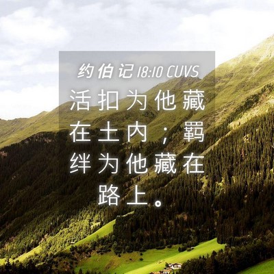 Picture 04 - 约 伯 记 18:10 CUVS - 活 扣 为 他 藏 在 土 内 ； 羁 绊 为 - Bible Verse Picture
