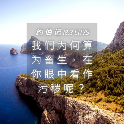 Picture 04 - 约 伯 记 18:3 CUVS - 我 们 为 何 算 为 畜 生 ， 在 你 眼 - Bible Verse Picture