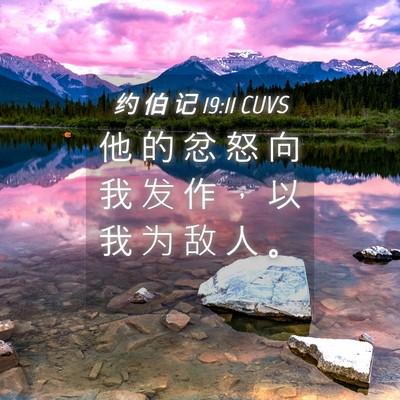 Picture 04 - 约 伯 记 19:11 CUVS - 他 的 忿 怒 向 我 发 作 ， 以 我 为 - Bible Verse Picture