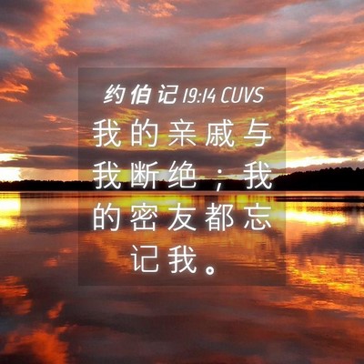 Picture 04 - 约 伯 记 19:14 CUVS - 我 的 亲 戚 与 我 断 绝 ； 我 的 密 - Bible Verse Picture