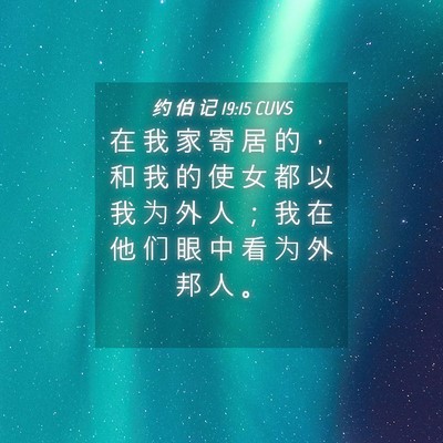 Picture 04 - 约 伯 记 19:15 CUVS - 在 我 家 寄 居 的 ， 和 我 的 使 女 - Bible Verse Picture