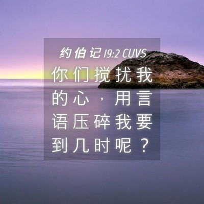 Picture 04 - 约 伯 记 19:2 CUVS - 你 们 搅 扰 我 的 心 ， 用 言 语 压 - Bible Verse Picture