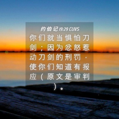 Picture 04 - 约 伯 记 19:29 CUVS - 你 们 就 当 惧 怕 刀 剑 ； 因 为 忿 - Bible Verse Picture