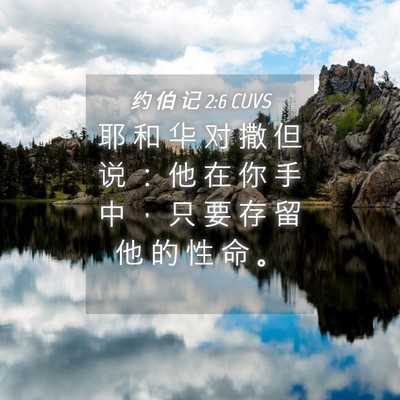 Picture 04 - 约 伯 记 2:6 CUVS - 耶 和 华 对 撒 但 说 ： 他 在 你 手 - Bible Verse Picture