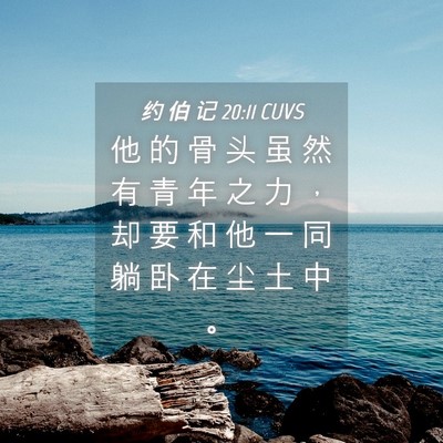 Picture 04 - 约 伯 记 20:11 CUVS - 他 的 骨 头 虽 然 有 青 年 之 力 ， - Bible Verse Picture