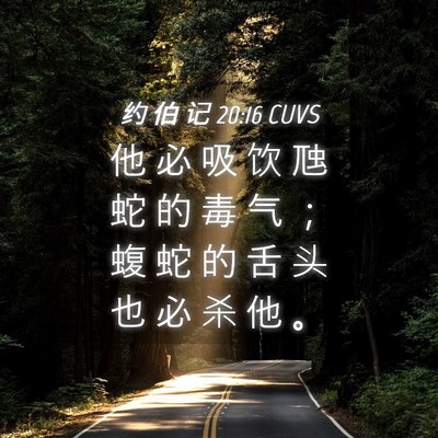 Picture 04 - 约 伯 记 20:16 CUVS - 他 必 吸 饮 虺 蛇 的 毒 气 ； 蝮 蛇 - Bible Verse Picture