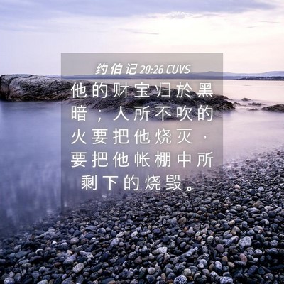 Picture 04 - 约 伯 记 20:26 CUVS - 他 的 财 宝 归 於 黑 暗 ； 人 所 不 - Bible Verse Picture
