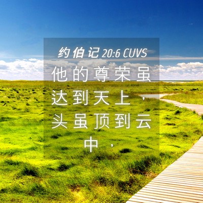 Picture 04 - 约 伯 记 20:6 CUVS - 他 的 尊 荣 虽 达 到 天 上 ， 头 虽 - Bible Verse Picture