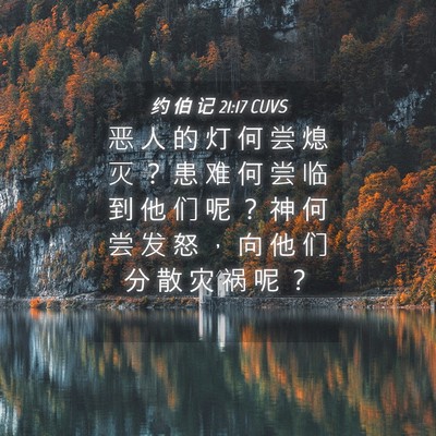 Picture 04 - 约 伯 记 21:17 CUVS - 恶 人 的 灯 何 尝 熄 灭 ？ 患 难 何 - Bible Verse Picture