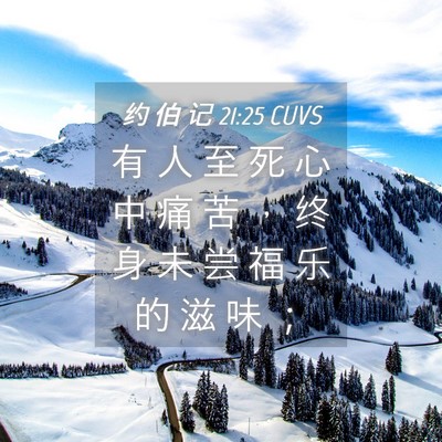 Picture 04 - 约 伯 记 21:25 CUVS - 有 人 至 死 心 中 痛 苦 ， 终 身 未 - Bible Verse Picture