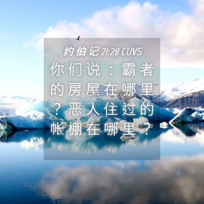 Picture 04 - 约 伯 记 21:28 CUVS - 你 们 说 ： 霸 者 的 房 屋 在 哪 里 - Bible Verse Picture