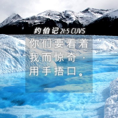 Picture 04 - 约 伯 记 21:5 CUVS - 你 们 要 看 着 我 而 惊 奇 ， 用 手 - Bible Verse Picture