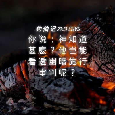 Picture 04 - 约 伯 记 22:13 CUVS - 你 说 ： 神 知 道 甚 麽 ？ 他 岂 能 - Bible Verse Picture