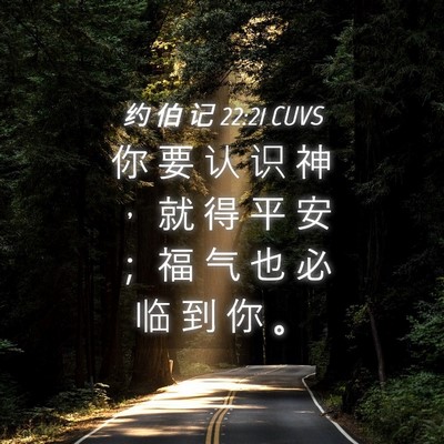 Picture 04 - 约 伯 记 22:21 CUVS - 你 要 认 识 神 ， 就 得 平 安 ； 福 - Bible Verse Picture