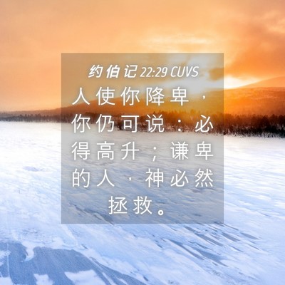 Picture 04 - 约 伯 记 22:29 CUVS - 人 使 你 降 卑 ， 你 仍 可 说 ： 必 - Bible Verse Picture