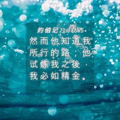 Picture 04 - 约 伯 记 23:10 CUVS - 然 而 他 知 道 我 所 行 的 路 ； 他 - Bible Verse Picture