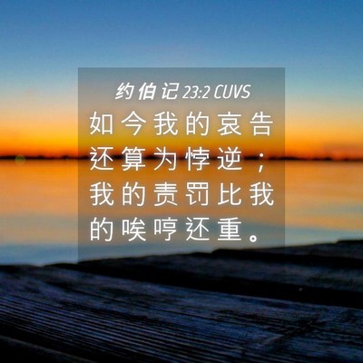 Picture 04 - 约 伯 记 23:2 CUVS - 如 今 我 的 哀 告 还 算 为 悖 逆 ； - Bible Verse Picture