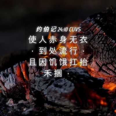 Picture 04 - 约 伯 记 24:10 CUVS - 使 人 赤 身 无 衣 ， 到 处 流 行 ， - Bible Verse Picture