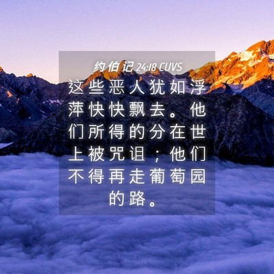 Picture 04 - 约 伯 记 24:18 CUVS - 这 些 恶 人 犹 如 浮 萍 快 快 飘 去 - Bible Verse Picture