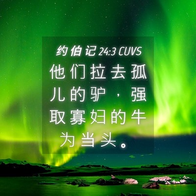 Picture 04 - 约 伯 记 24:3 CUVS - 他 们 拉 去 孤 儿 的 驴 ， 强 取 寡 - Bible Verse Picture