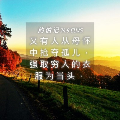 Picture 04 - 约 伯 记 24:9 CUVS - 又 有 人 从 母 怀 中 抢 夺 孤 儿 ， - Bible Verse Picture