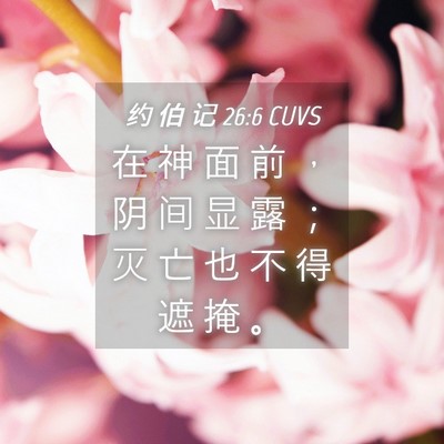 Picture 04 - 约 伯 记 26:6 CUVS - 在 神 面 前 ， 阴 间 显 露 ； 灭 亡 - Bible Verse Picture