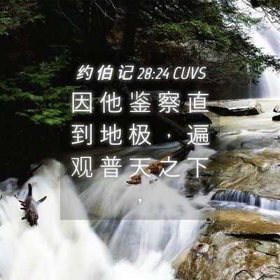 Picture 04 - 约 伯 记 28:24 CUVS - 因 他 鉴 察 直 到 地 极 ， 遍 观 普 - Bible Verse Picture