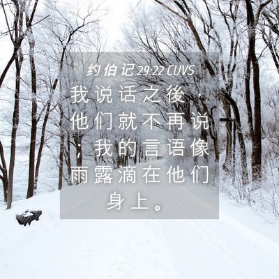 Picture 04 - 约 伯 记 29:22 CUVS - 我 说 话 之 後 ， 他 们 就 不 再 说 - Bible Verse Picture