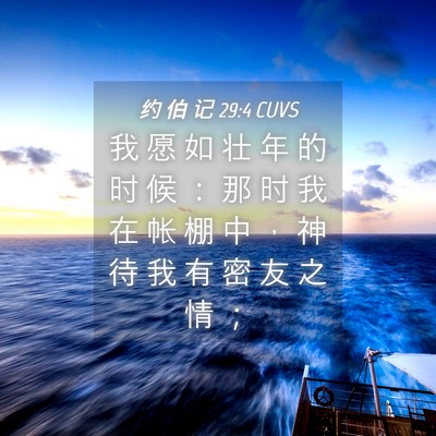 Picture 04 - 约 伯 记 29:4 CUVS - 我 愿 如 壮 年 的 时 候 ： 那 时 我 - Bible Verse Picture
