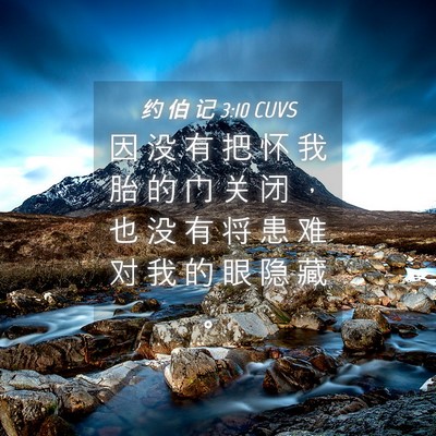 Picture 04 - 约 伯 记 3:10 CUVS - 因 没 有 把 怀 我 胎 的 门 关 闭 ， - Bible Verse Picture