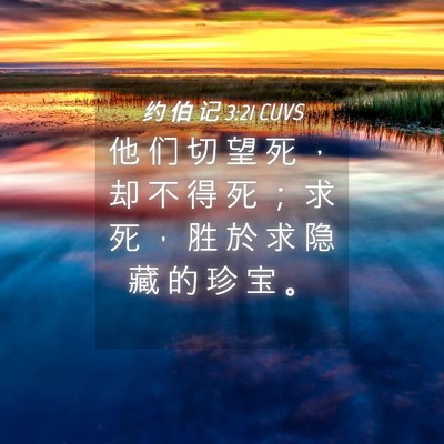 Picture 04 - 约 伯 记 3:21 CUVS - 他 们 切 望 死 ， 却 不 得 死 ； 求 - Bible Verse Picture
