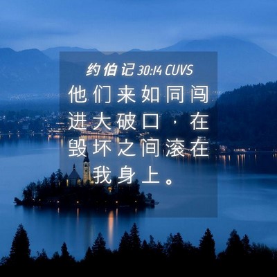 Picture 04 - 约 伯 记 30:14 CUVS - 他 们 来 如 同 闯 进 大 破 口 ， 在 - Bible Verse Picture