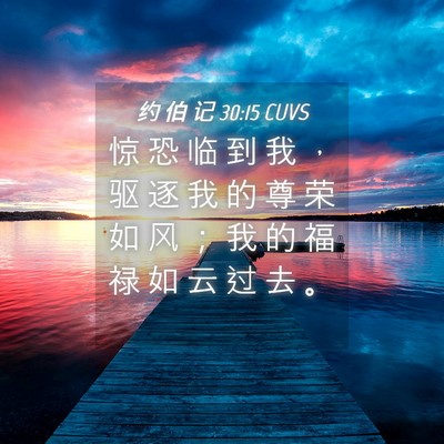 Picture 04 - 约 伯 记 30:15 CUVS - 惊 恐 临 到 我 ， 驱 逐 我 的 尊 荣 - Bible Verse Picture