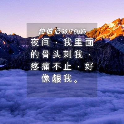 Picture 04 - 约 伯 记 30:17 CUVS - 夜 间 ， 我 里 面 的 骨 头 刺 我 ， - Bible Verse Picture
