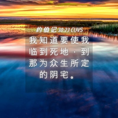 Picture 04 - 约 伯 记 30:23 CUVS - 我 知 道 要 使 我 临 到 死 地 ， 到 - Bible Verse Picture