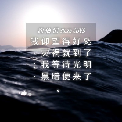 Picture 04 - 约 伯 记 30:26 CUVS - 我 仰 望 得 好 处 ， 灾 祸 就 到 了 - Bible Verse Picture
