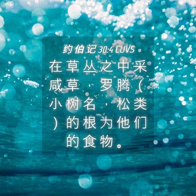 Picture 04 - 约 伯 记 30:4 CUVS - 在 草 丛 之 中 采 咸 草 ， 罗 腾 （ - Bible Verse Picture
