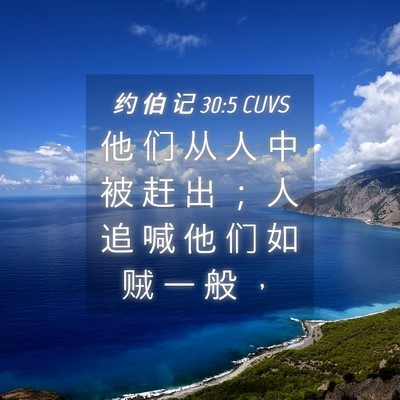 Picture 04 - 约 伯 记 30:5 CUVS - 他 们 从 人 中 被 赶 出 ； 人 追 喊 - Bible Verse Picture