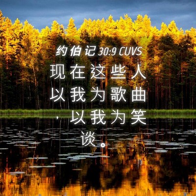 Picture 04 - 约 伯 记 30:9 CUVS - 现 在 这 些 人 以 我 为 歌 曲 ， 以 - Bible Verse Picture